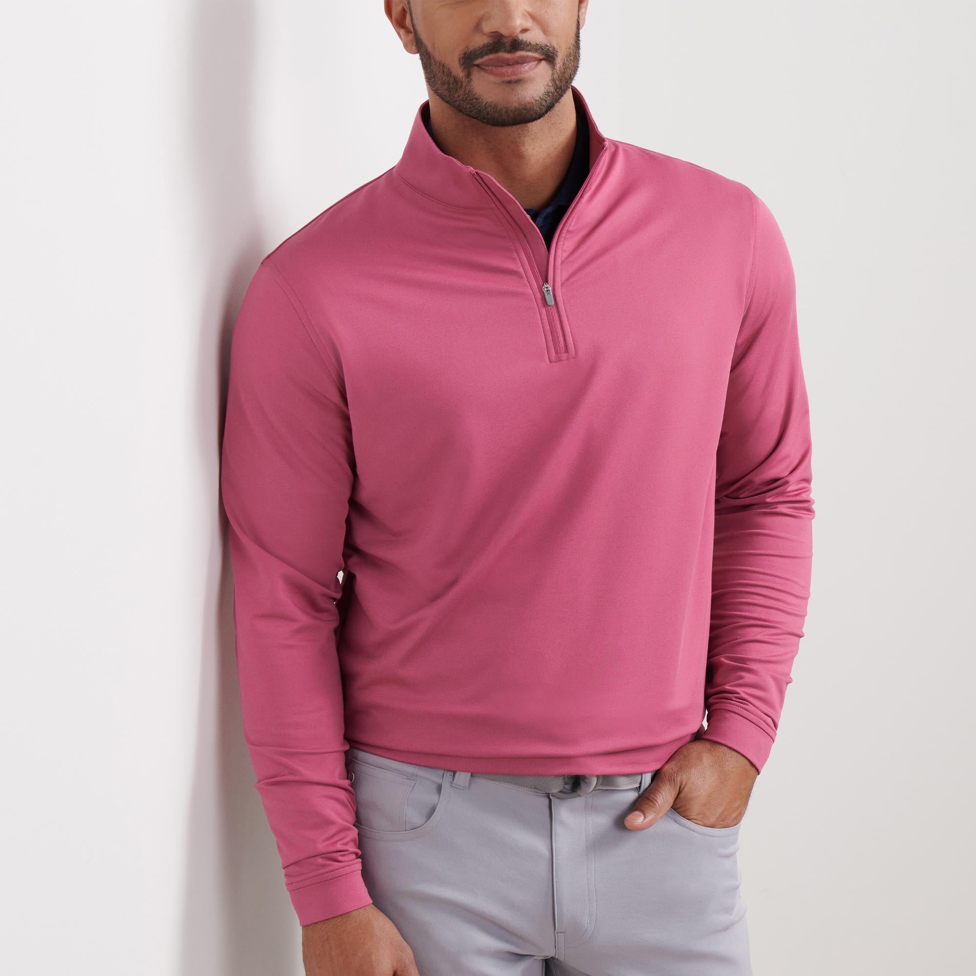 Peter Millar Perth Melange Performance Quarter Zip Mens Golf Mid Layer